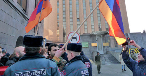 Protest action at the Embassy of Russia in Yerevan, January 15, 2015. Photo by Armine Martirosyan for the ‘Caucasian Knot’. Protest action at the Embassy of Russia in Yerevan, January 15, 2015. Photo by Armine Martirosyan for the ‘Caucasian Knot’.
