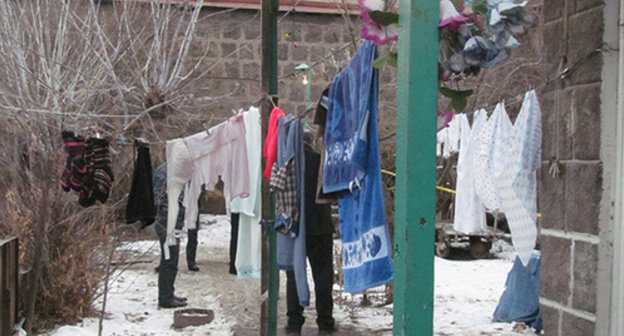 The wash hung out to dry in the yard of the house of the Avetisyan family. Gyumri, January 14, 2015. Photo by Tigran Petrosyan for the The wash hung out to dry in the yard of the house of the Avetisyan family. Gyumri, January 14, 2015. Photo by Tigran Petrosyan for the