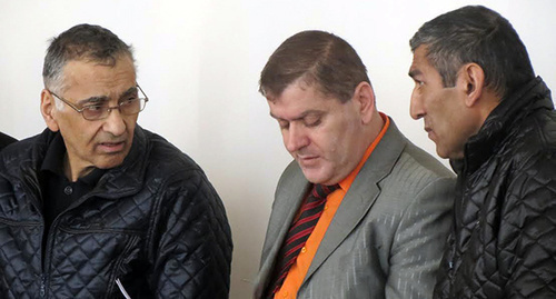 Simultaneous interpreter translates  judgement for the defendants. Nagorno-Karabakh, Stepanakert, March 10, 2015. Photo by Alvard Grigoryan for the "Caucasian Knot"