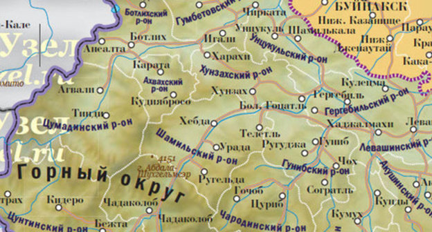 The map of the Gorny district of Dagestan. A fragment of the map of the "Caucasian Knot", http://dagestan.kavkaz-uzel.ru/articles/235920/ The map of the Gorny district of Dagestan. A fragment of the map of the "Caucasian Knot", http://dagestan.kavkaz-uzel.ru/articles/235920/