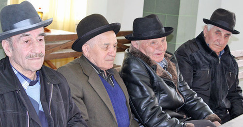 The elders of the village of Khasanya at the festive events on the Day of Revival of the Balkar people. KBR, March 28, 2015. Photo by Lyudmila Maratova for the "Caucasian Knot" The elders of the village of Khasanya at the festive events on the Day of Revival of the Balkar people. KBR, March 28, 2015. Photo by Lyudmila Maratova for the "Caucasian Knot"