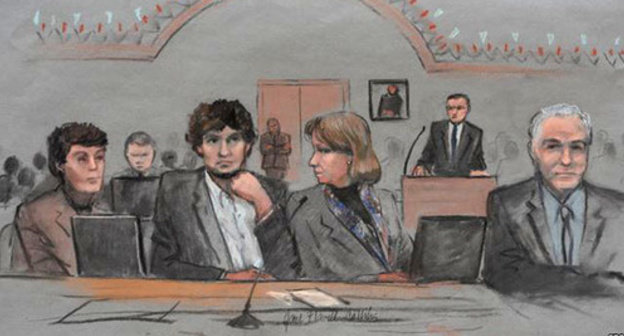 Tsarnaev and his advocated in the court room. Photo: http://www.svoboda.org/content/tsarnaev-trial/26884827.html Tsarnaev and his advocated in the court room. Photo: http://www.svoboda.org/content/tsarnaev-trial/26884827.html