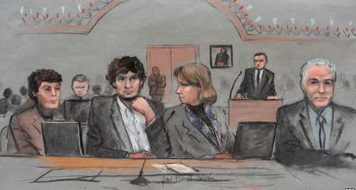 Tsarnaev and his advocated in the court room. Photo: http://www.svoboda.org/content/tsarnaev-trial/26884827.html Tsarnaev and his advocated in the court room. Photo: http://www.svoboda.org/content/tsarnaev-trial/26884827.html