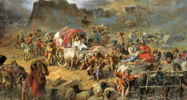 Highlanders leaving their aul (village) (Pyotr Gruzinsky). Pyotr Nikolayevich Gruzinsky (1837-1892). Фото https://ru.wikipedia.org/ Highlanders leaving their aul (village) (Pyotr Gruzinsky). Pyotr Nikolayevich Gruzinsky (1837-1892). Фото https://ru.wikipedia.org/