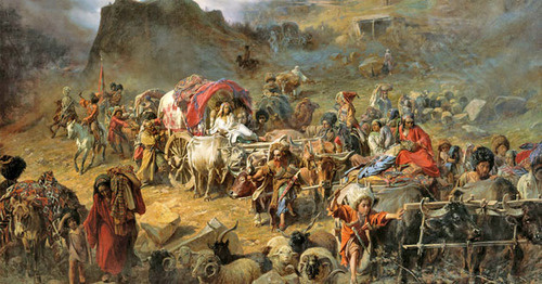 Highlanders leaving their aul (village) (Pyotr Gruzinsky). Pyotr Nikolayevich Gruzinsky (1837-1892). Фото https://ru.wikipedia.org/ Highlanders leaving their aul (village) (Pyotr Gruzinsky). Pyotr Nikolayevich Gruzinsky (1837-1892). Фото https://ru.wikipedia.org/