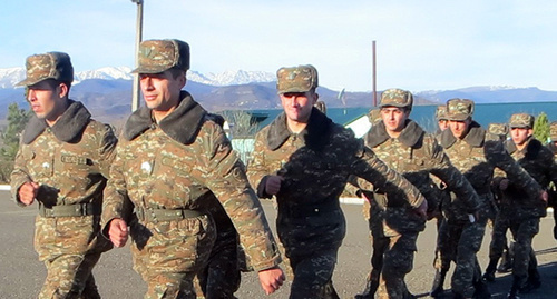 A line of soldiers in one of the military units of Nagorno-Karabakh. Photo by Alvard Grigoryan for the "Caucasian Knot"