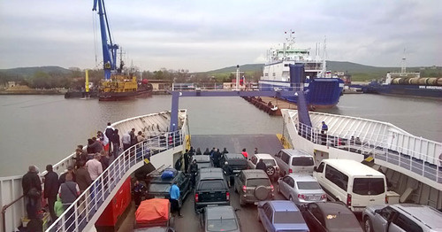 Ferry at the Kerch ferry crossing. May 8, 2015. Photo by Anna Gritsevich for the "Caucasian Knot" Ferry at the Kerch ferry crossing. May 8, 2015. Photo by Anna Gritsevich for the "Caucasian Knot"