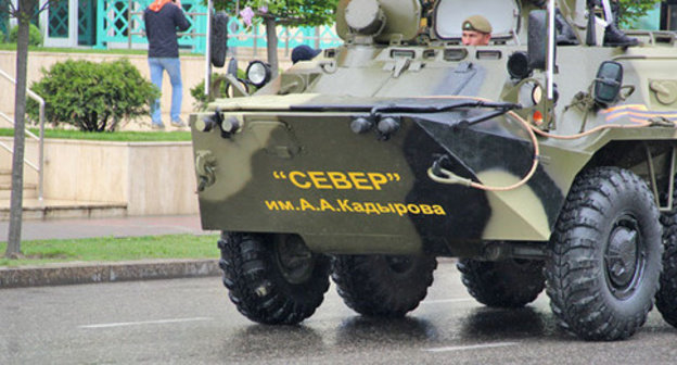 Armoured vehicle of ‘Sever’ battalion. Photo by Magomed Magomedov for the ‘Caucasian Knot’. Armoured vehicle of ‘Sever’ battalion. Photo by Magomed Magomedov for the ‘Caucasian Knot’.