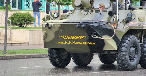 Armoured vehicle of ‘Sever’ battalion. Photo by Magomed Magomedov for the ‘Caucasian Knot’. 