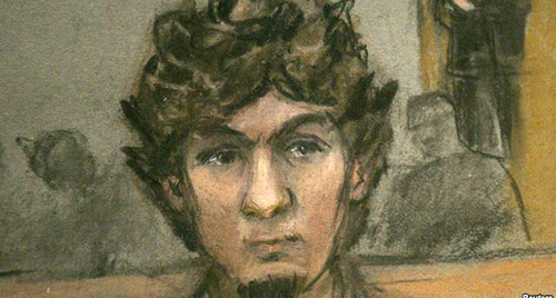 Dzhokhar Tsarnaev. Drawing by court reporter. Photo: http://www.svoboda.org/content/article/27019460.html Dzhokhar Tsarnaev. Drawing by court reporter. Photo: http://www.svoboda.org/content/article/27019460.html
