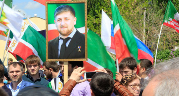 Portrait of Kadyrov at the May Day demonstration in Grozny, 2015. Photo by Magomed Magomedov for the ‘Caucasian Knot’. 