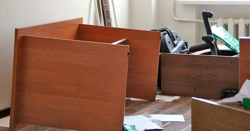 Furniture was turned upside down in the Committee against Torture office in Grozny, June 3, 2015. Furniture was turned upside down in the Committee against Torture office in Grozny, June 3, 2015.