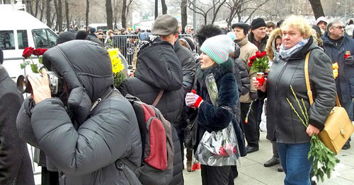 Funeral service for Boris Nemtsov. Moscow, March 3, 2015. Photo by Karina Gadzhieva for the "Caucasian Knot" Funeral service for Boris Nemtsov. Moscow, March 3, 2015. Photo by Karina Gadzhieva for the "Caucasian Knot"