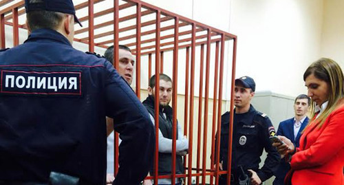 The defendants in the room of the Basmanny District Court of Moscow. Photo by Yuliya Buslavskaya for the "Caucasian Knot" The defendants in the room of the Basmanny District Court of Moscow. Photo by Yuliya Buslavskaya for the "Caucasian Knot"