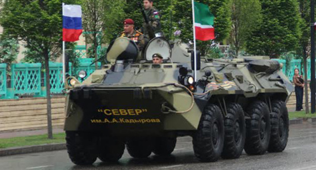 Military equipment of battalion "Sever" on the Victory parade in Grozny, May 2015. Photo by Magomed Magomedov for the "Caucasian Knot" Military equipment of battalion "Sever" on the Victory parade in Grozny, May 2015. Photo by Magomed Magomedov for the "Caucasian Knot"