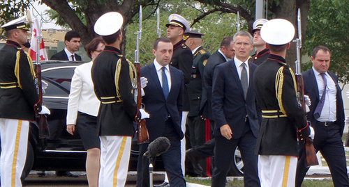 Georgian Prime Minister Irakli Garibashvili and Jens Stoltenberg, the NATO Secretary General attend the opening of the NATO joint training and assessment centre in Georgia Georgian Prime Minister Irakli Garibashvili and Jens Stoltenberg, the NATO Secretary General attend the opening of the NATO joint training and assessment centre in Georgia