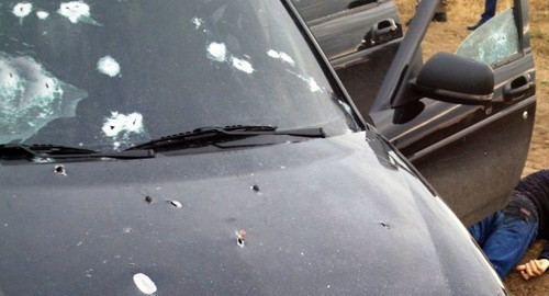 Car with the traces of shelling. Photo: http://nac.gov.ru/nakmessage/2015/08/26/v-dagestane-neitralizovany-glavar-i-dva-bandita-iz-tn-makhachkalinskoi-bandy.html Car with the traces of shelling. Photo: http://nac.gov.ru/nakmessage/2015/08/26/v-dagestane-neitralizovany-glavar-i-dva-bandita-iz-tn-makhachkalinskoi-bandy.html