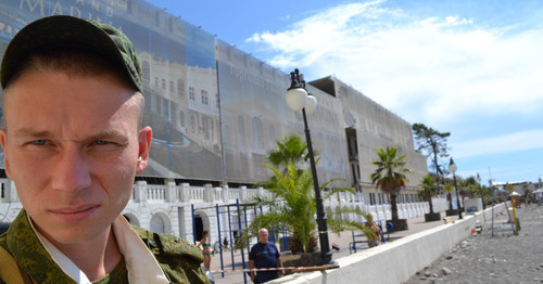 Serviceman at the municipal beach in Sochi, August 2015. Photo by Svetlana Kravchenko for the ‘Caucasian Knot’. Serviceman at the municipal beach in Sochi, August 2015. Photo by Svetlana Kravchenko for the ‘Caucasian Knot’.