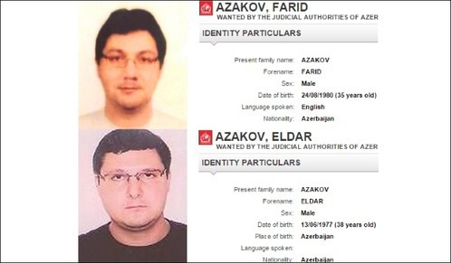 Eldar and Farid Azakov in the Interpol database. Photo:  Interpol.int