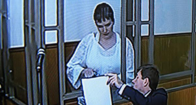 Court hearing on Nadezhda Savchenko case at the Donetsk City Court in the Rostov Region. Screenshot from the video broadcasting. Photo by Konstantin Volgin for the ‘Caucasian Knot’.  
