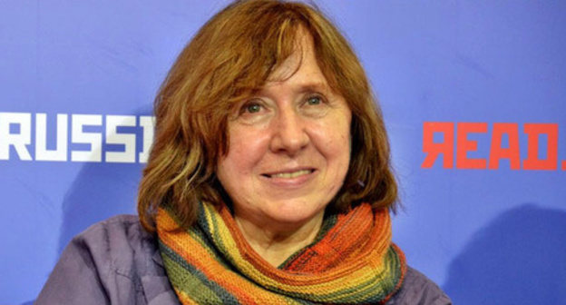 Svetlana Aleksievich. Screenshot from the video posted by RusFrankfurt, https://www.youtube.com/watch?v=DOkX7FdehnU