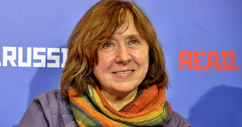 Svetlana Aleksievich. Screenshot from the video posted by RusFrankfurt, https://www.youtube.com/watch?v=DOkX7FdehnU Svetlana Aleksievich. Screenshot from the video posted by RusFrankfurt, https://www.youtube.com/watch?v=DOkX7FdehnU