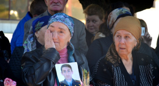The participants of the mourning ceremonies to pay tribute to the memory of the KBR law enforcers. October 13, 2014. Photo: the press service of the Ministry of Internal Affairs (MIA) for Kabardino-Balkaria http://07.mvd.ru/ The participants of the mourning ceremonies to pay tribute to the memory of the KBR law enforcers. October 13, 2014. Photo: the press service of the Ministry of Internal Affairs (MIA) for Kabardino-Balkaria http://07.mvd.ru/