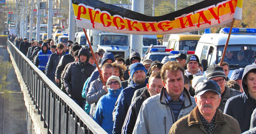 The participants of the "Russian March" in Volgograd. November 4, 2015. Photo by Vyacheslav Yaschenko for the "Caucasian Knot"