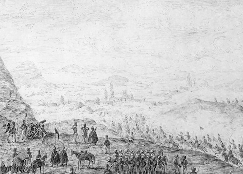 Fragment of picture "Attack on Aul of Abadzehs" (during Russian-Caucasian war). From Album of Tengin Regiment, page 47. Source: Moscow State Historical Museum. Borrowed from http://circassiangenocide.org Fragment of picture "Attack on Aul of Abadzehs" (during Russian-Caucasian war). From Album of Tengin Regiment, page 47. Source: Moscow State Historical Museum. Borrowed from http://circassiangenocide.org