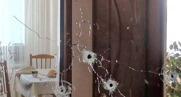 Traces from bullets at the mirror in the apartment damaged during CTO in Nalchik, November 10, 2015. Photo: http://nac.gov.ru Traces from bullets at the mirror in the apartment damaged during CTO in Nalchik, November 10, 2015. Photo: http://nac.gov.ru