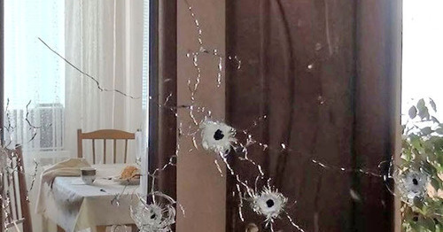 Traces from bullets at the mirror in the apartment damaged during CTO in Nalchik, November 10, 2015. Photo: http://nac.gov.ru Traces from bullets at the mirror in the apartment damaged during CTO in Nalchik, November 10, 2015. Photo: http://nac.gov.ru