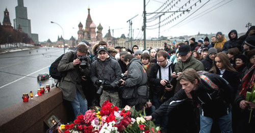 At the site of Boris Nemtsov's murder. Moscow, March 2015. Photo: Sergey Karpov / Yugopolis At the site of Boris Nemtsov's murder. Moscow, March 2015. Photo: Sergey Karpov / Yugopolis