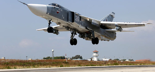 Su-24 at Hmeymim Air Basein in Latakia, Syria, October 2015. Photo: https://ru.wikipedia.org/ Su-24 at Hmeymim Air Basein in Latakia, Syria, October 2015. Photo: https://ru.wikipedia.org/