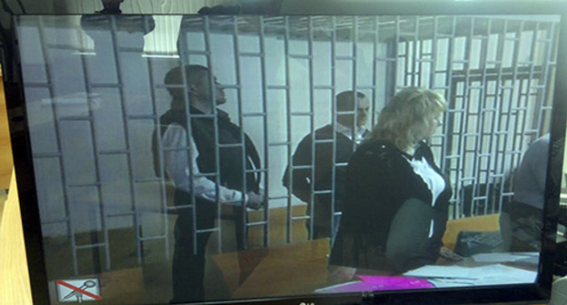 Screen of a video broadcasting of the court session on the case against Karpyuk and Klykh. Photo by Murad Muradov for the "Caucasian Knot" Screen of a video broadcasting of the court session on the case against Karpyuk and Klykh. Photo by Murad Muradov for the "Caucasian Knot"