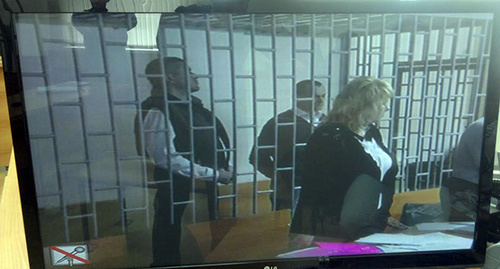 Screen of a video broadcasting of the court session on the case against Karpyuk and Klykh. Photo by Murad Muradov for the "Caucasian Knot" Screen of a video broadcasting of the court session on the case against Karpyuk and Klykh. Photo by Murad Muradov for the "Caucasian Knot"