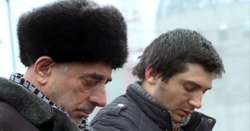 Suleiman Gazaliev and his son Said-Emin at the public condemnation in the square of Shali. January 15, 2016. Photo: screenshot of the story shown by the Chechen TV Channel Suleiman Gazaliev and his son Said-Emin at the public condemnation in the square of Shali. January 15, 2016. Photo: screenshot of the story shown by the Chechen TV Channel