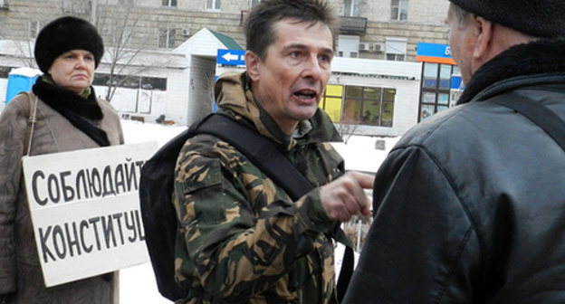 Participant of Volgograd picket, January 31, 2016. Photo by Tatiana Filimonova for the ‘Caucasian Knot’. 