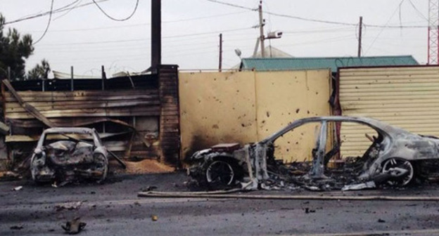 The spot of the explosion at the GIBBD (traffic police) post near the village of Djemikent, Derbent District of Dagestan. February 15, 2016. Photo http://nac.gov.ru/ The spot of the explosion at the GIBBD (traffic police) post near the village of Djemikent, Derbent District of Dagestan. February 15, 2016. Photo http://nac.gov.ru/