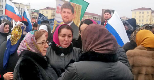 Rally in support of Ramzan Kadyrov, Grozny, January 22, 2016. Photo by Magomed Magomedov for the ‘Caucasian Knot’. Rally in support of Ramzan Kadyrov, Grozny, January 22, 2016. Photo by Magomed Magomedov for the ‘Caucasian Knot’.