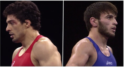Shamil Kudiyamagomedov and Gadjimurad Rashidov after their victorious fights. Collage by the "Caucasian Knot" (screenshots of the videos at the website of the United world of wrestling organization, Unitedworldwrestling.org) Shamil Kudiyamagomedov and Gadjimurad Rashidov after their victorious fights. Collage by the "Caucasian Knot" (screenshots of the videos at the website of the United world of wrestling organization, Unitedworldwrestling.org)