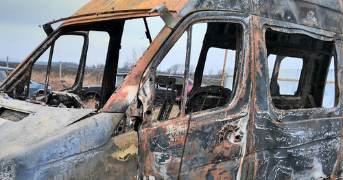 Burnt car of the members of the "Committee against Torture" (CAT). March 10, 2016. Photo courtesy of Djambulat Ozdoev, Ombudsman of Ingushetia Burnt car of the members of the "Committee against Torture" (CAT). March 10, 2016. Photo courtesy of Djambulat Ozdoev, Ombudsman of Ingushetia