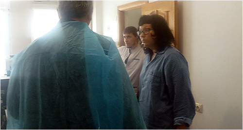 Katya Vanslov, an employee of JMG (to the right). Photo courtesy of Djambulat Ozdoev, Ombudsman of Ingushetia