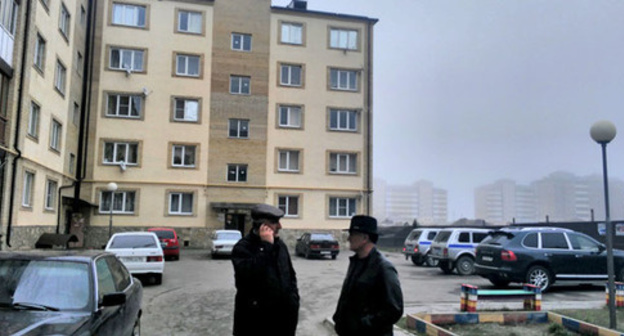 Building where HQ of Joint Mobile Group is situated, Ingushetia, March 10, 2016. Photo provided by Jambulat Ozdoev, Ombudsman in Ingushetia.