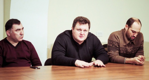 Ali Aslanov, the chairman of the Association "Business Cherkessia", Aslan Beshto, the leader of public organization "Kabardian Congress", and Timur Zhuzhuev, the leader of the youth organization "Adyge-Khase" of Karachay-Cherkessia, March 17, 2016, Cherkessk. Photo by Asya Kapaeva for the ‘Caucasian Knot’. Ali Aslanov, the chairman of the Association "Business Cherkessia", Aslan Beshto, the leader of public organization "Kabardian Congress", and Timur Zhuzhuev, the leader of the youth organization "Adyge-Khase" of Karachay-Cherkessia, March 17, 2016, Cherkessk. Photo by Asya Kapaeva for the ‘Caucasian Knot’.