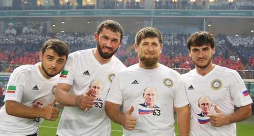 Magomed Daudov, Speaker of the Parliament of Chechnya (second to the left), the head of Chechnya Ramzan Kadyrov, and other members of the amateur football team called Leader-63. Photo: http://fc-terek.ru/118/#_611,6301 Magomed Daudov, Speaker of the Parliament of Chechnya (second to the left), the head of Chechnya Ramzan Kadyrov, and other members of the amateur football team called Leader-63. Photo: http://fc-terek.ru/118/#_611,6301