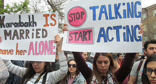 Protesters in Yerevan, ‘Stop talking – start acting’. Photo by Armine Martirosyan for the ‘Caucasian Knot’. Protesters in Yerevan, ‘Stop talking – start acting’. Photo by Armine Martirosyan for the ‘Caucasian Knot’.