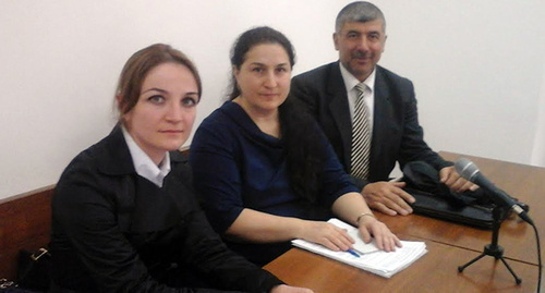 To the right: an advocate Fatima Salpagarova, Leyla Arkelova and an advocate Kurman-Alm Bolatchiev in the Cherkessk City Court 21.04.2016. Photo by Asya Kapaeva for the "Caucasian Knot" To the right: an advocate Fatima Salpagarova, Leyla Arkelova and an advocate Kurman-Alm Bolatchiev in the Cherkessk City Court 21.04.2016. Photo by Asya Kapaeva for the "Caucasian Knot"