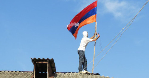 Flag of Nagorny Karabakh. Photo by Alvard Grigoryan for the ‘Caucasian Knot’. Flag of Nagorny Karabakh. Photo by Alvard Grigoryan for the ‘Caucasian Knot’.