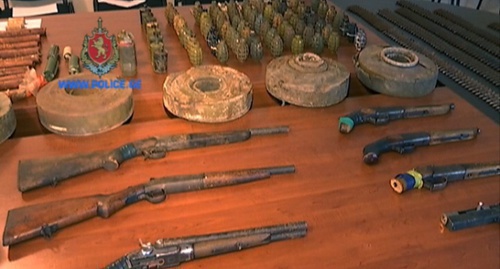 Weapons and ammunition delivered by residents of Samtskhe-Javakheti. Screenshot of the video posted by the Georgian Ministry of Internal Affairs, Police.ge