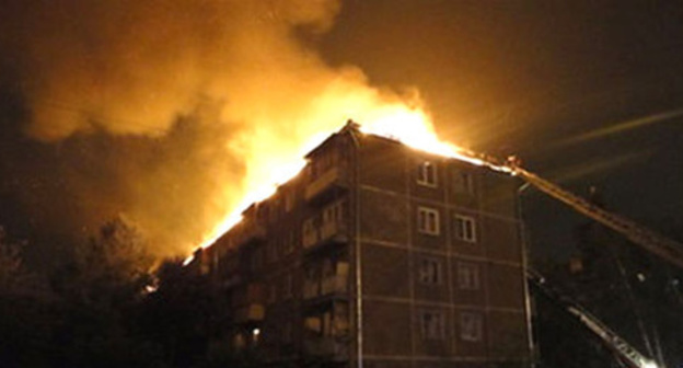 A fire in the apartment house. Grozny, May 30, 2016. Photo http://kavtoday.ru/15313 A fire in the apartment house. Grozny, May 30, 2016. Photo http://kavtoday.ru/15313